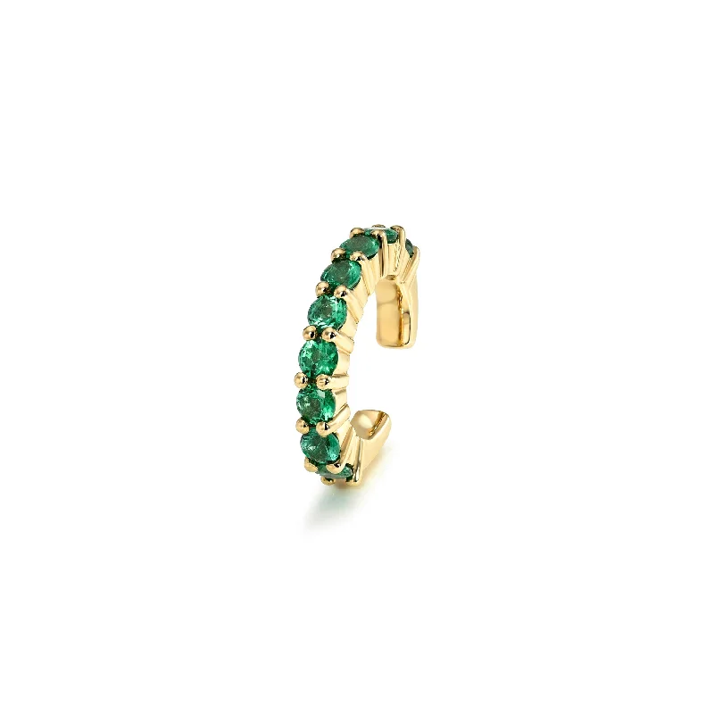 Small star earrings-Pavé Emerald Ear Cuff