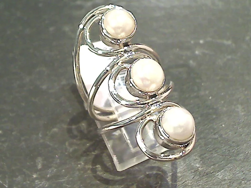 Topaz rings-Size 9 Pearl, Sterling Silver Ring