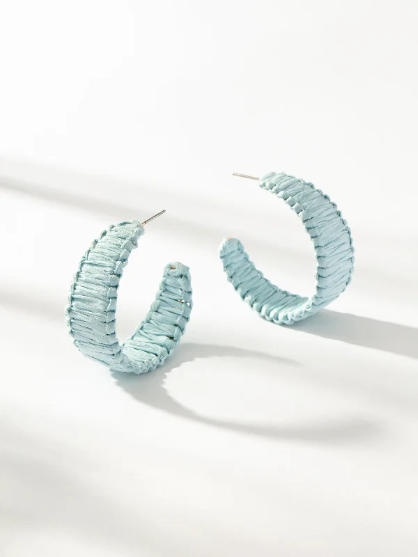 Lunar glow earrings-Raffia Woven Hoop Earrings