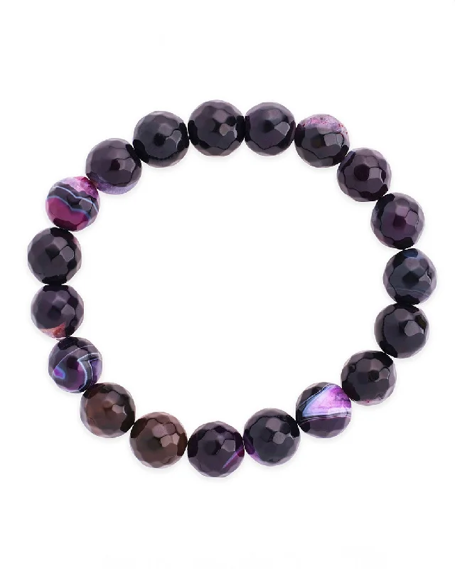 Hand-shiny bangles-Agate Beaded Stretch Bracelet