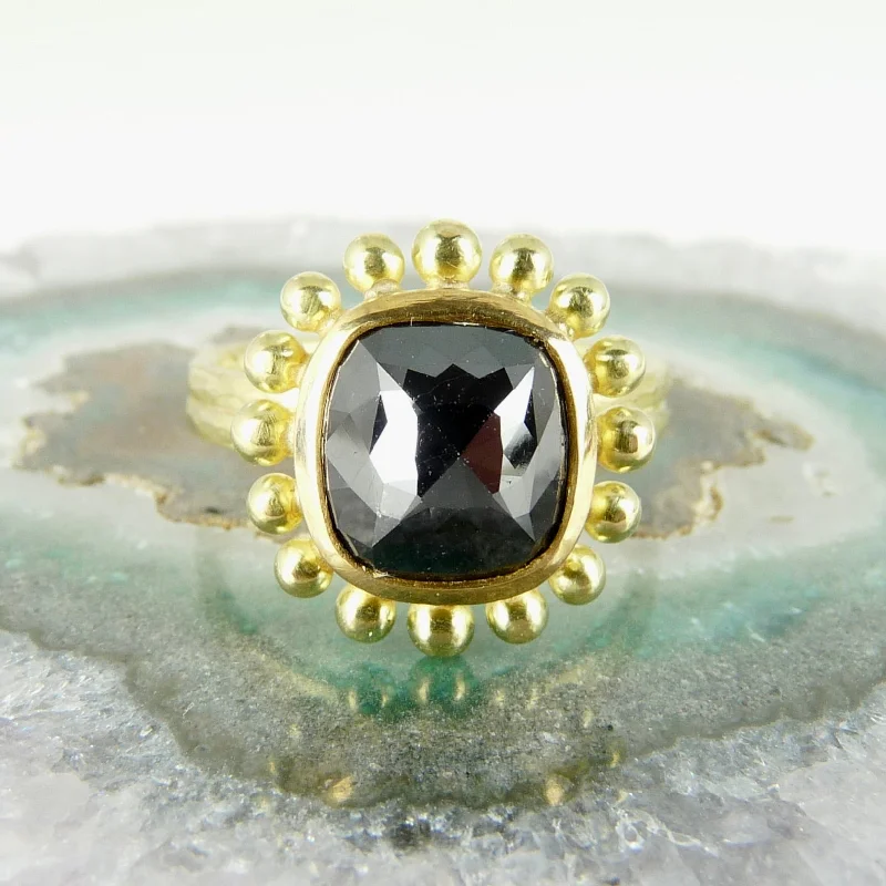 Worn bronze rings-Black Diamond Courtesan Ring