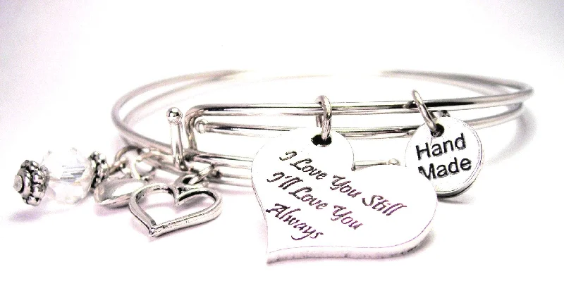 Oval shape bangles-I Love You Still I'll Love You Always Expandable Bangle Bracelet Set