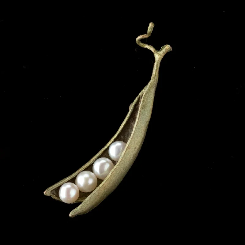 Multi-gem brooch-Pea Pod Brooch - 4 Pearls