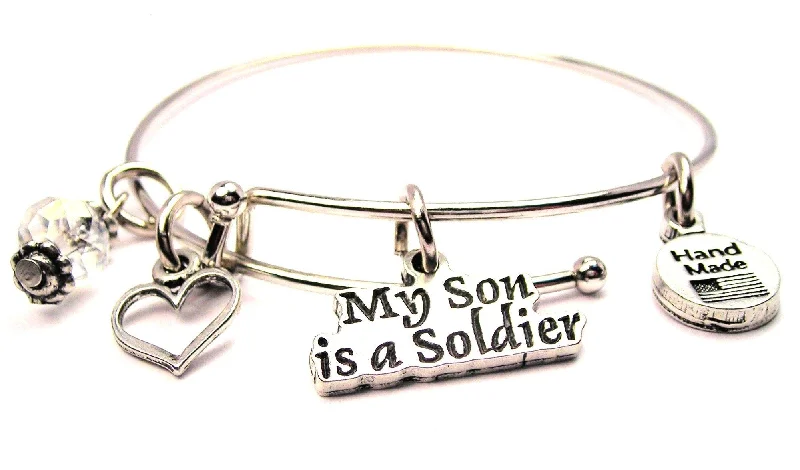 Woven cord bangles-My Son Is A Soldier Bangle Bracelet