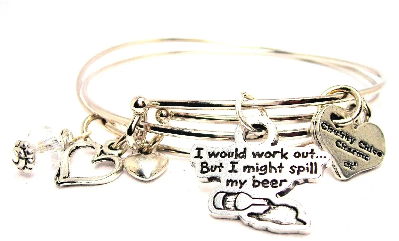 Woven tribal bangles-I Would Work Out But I Might Spill My Beer Expandable Bangle Bracelet Set