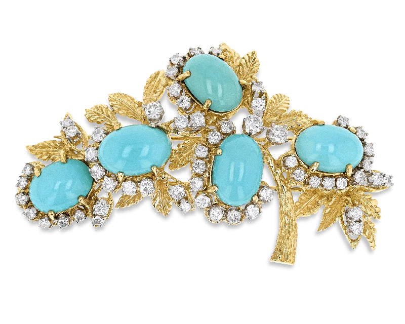 Light accent brooch-Turquoise and Diamond Brooch