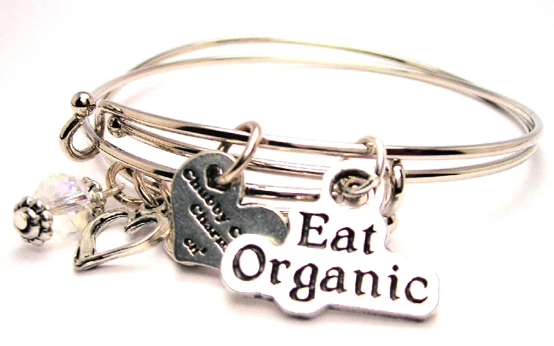 Solid chain bangles-Eat Organic Expandable Bangle Bracelet Set