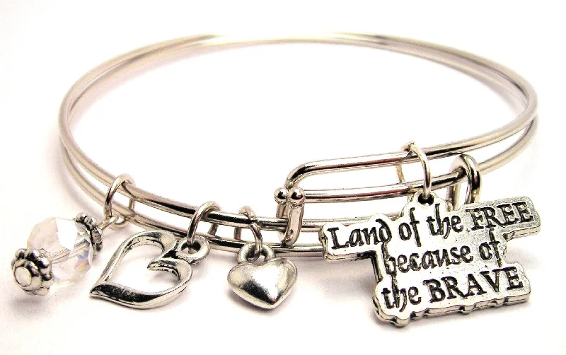 Pure link bangles-Land Of The Free Because Of The Brave Expandable Bangle Bracelet Set