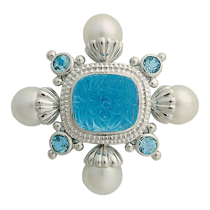 Pure eternity brooch-Brooch-Blue Topaz and South Sea Pearl