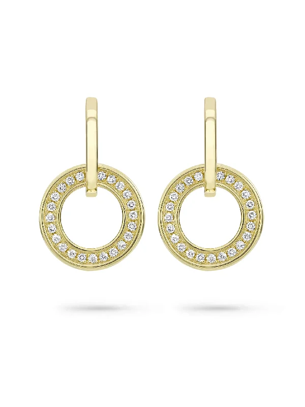 Trekker braid earrings-Roulette Classic Yellow Gold Diamond Earrings