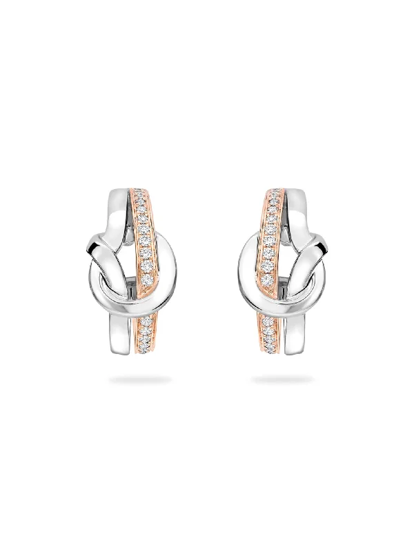 Polished charm earrings-The Knot White and Rose Gold Diamond Earrings