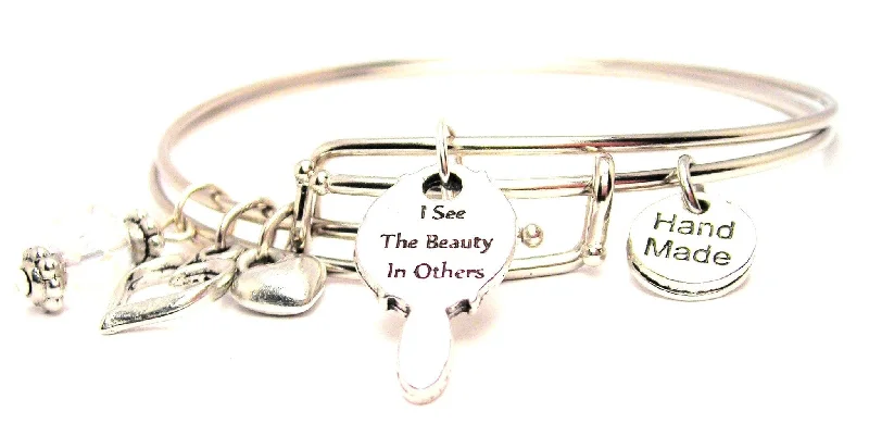 Dove feather bangles-I See The Beauty In Others Expandable Bangle Bracelet Set