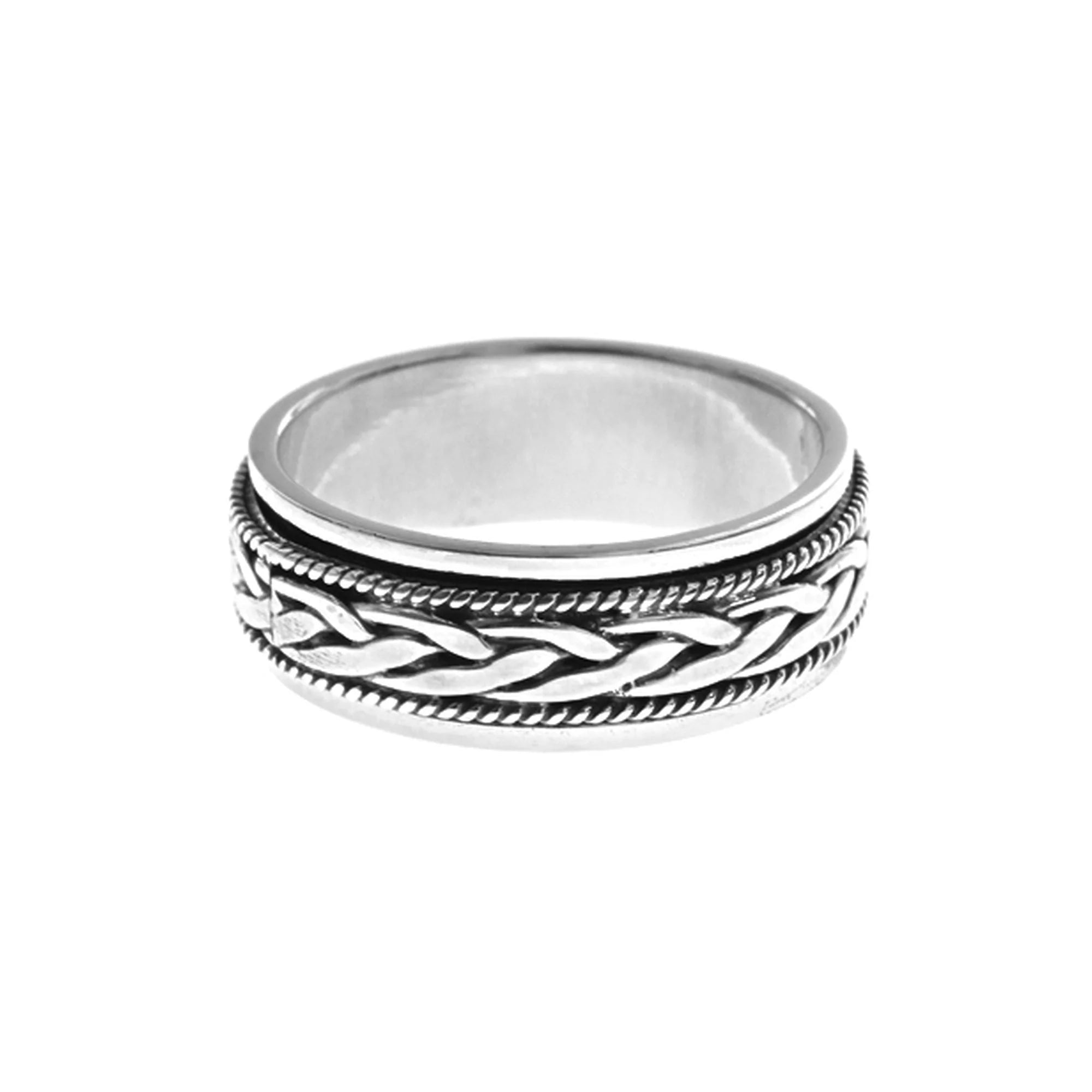 Bear motif rings-Silver Plait & Rope Design Spinner Ring