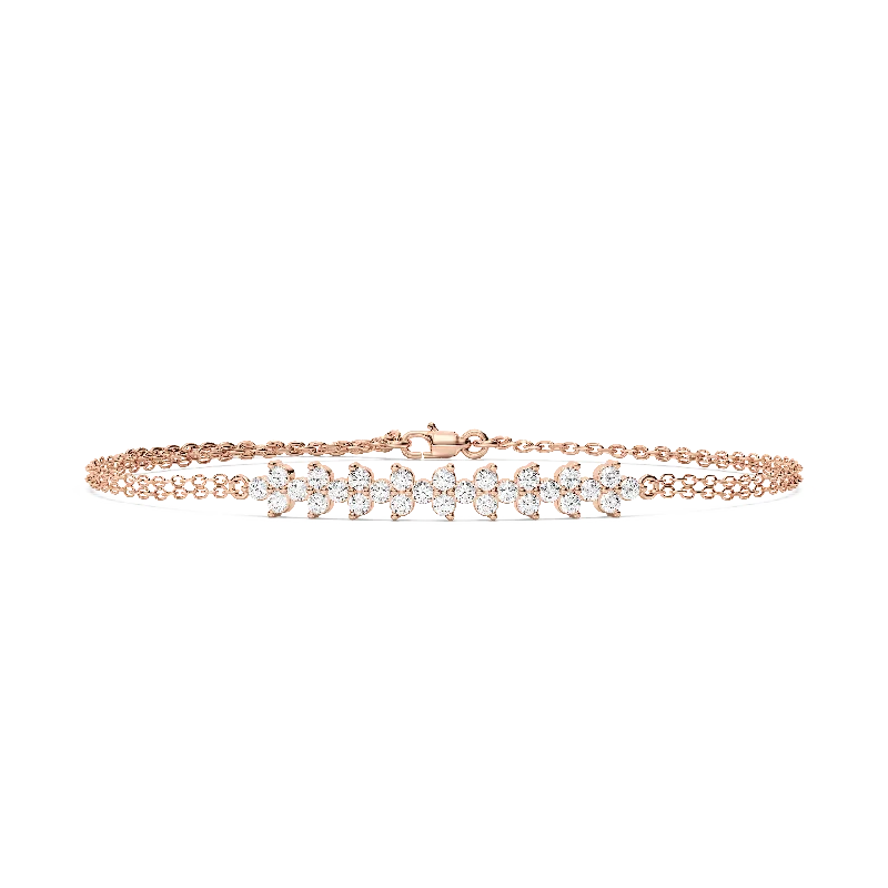 Polished word bangles-Fancy Diamond Chain Bracelet