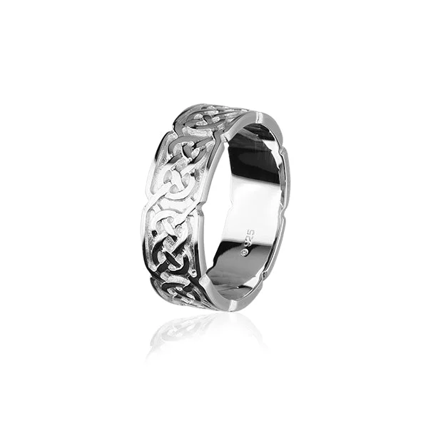 Subtle pearl rings-Celtic Silver Ring XR126