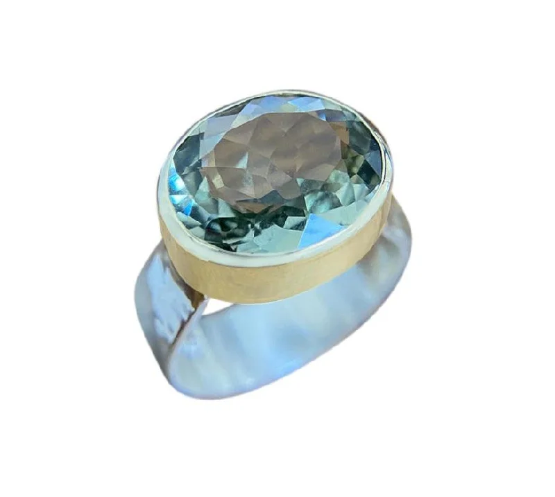 Subtle accent rings-Yaron Morhaim 9ct Gold & Faceted Green Amethyst Ring