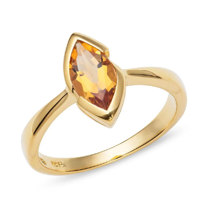 Crystal-twisted rings-Unique & Co Gold Vermeil Citrine Marquise Ring