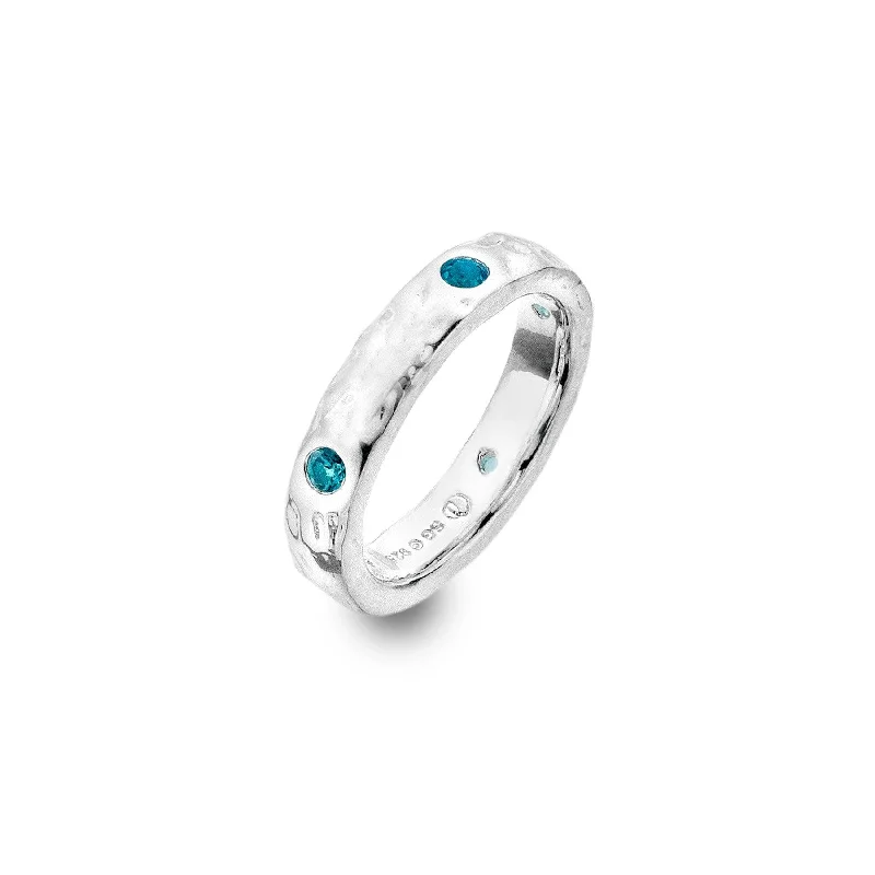 Curved art rings-Sea Gems Silver and Blue Topaz Ring