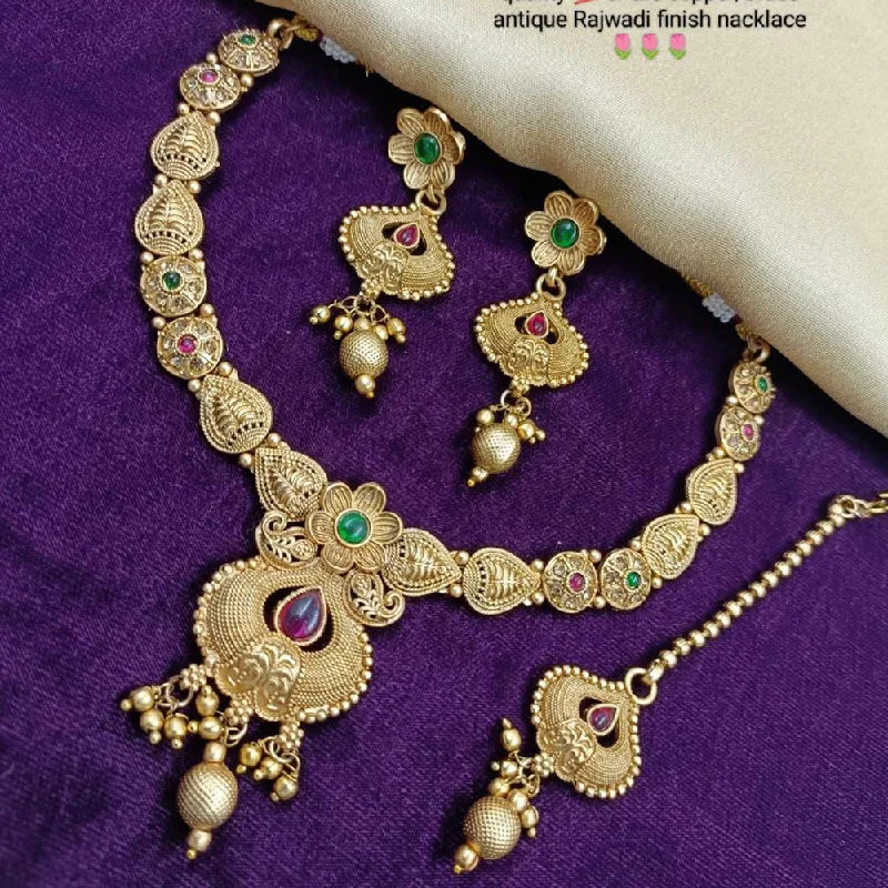 Whimsical bead necklaces-Manisha Jewellery Gold Plated Traditional Necklace Set