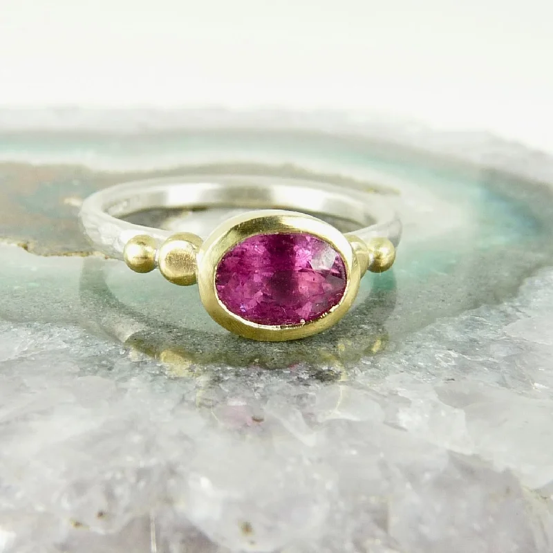 Glossy band rings-Pink Tourmaline Granulation