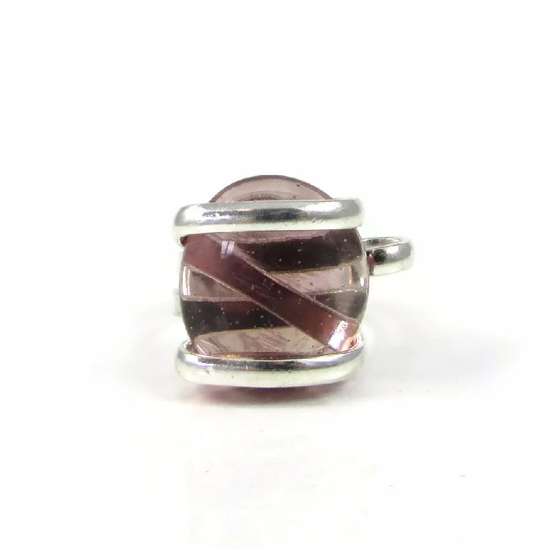 Alloy metal rings-Parallel Ring - Amethyst