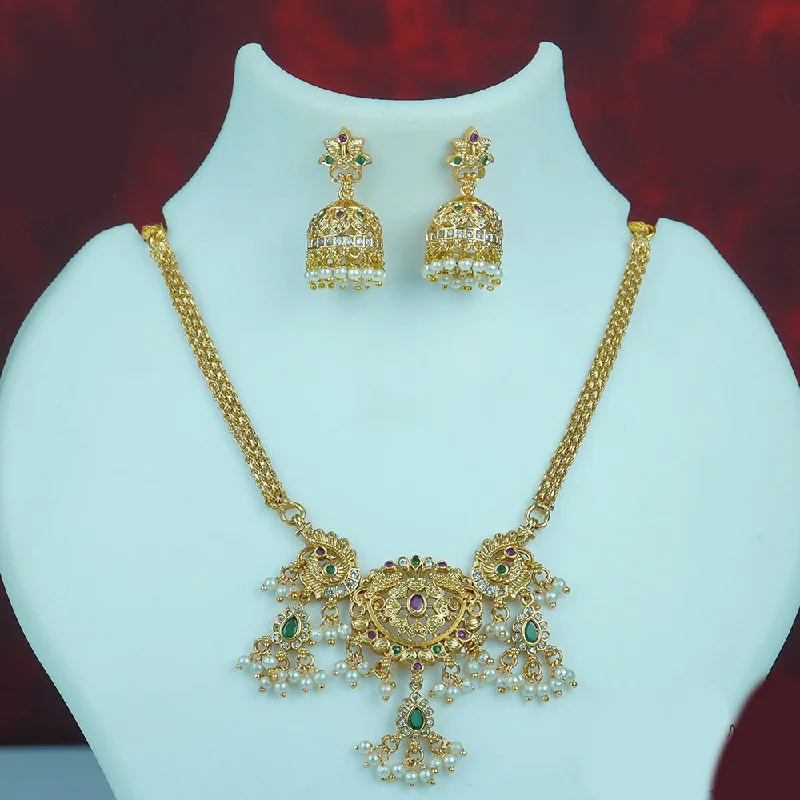 Floating stone necklaces-Diksha Collection Gold Plated Austrian Stone Necklace Set