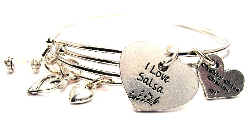 Swirl shape bangles-I Love Salsa Expandable Bangle Bracelet Set