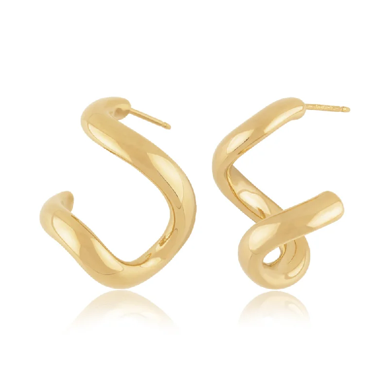 Surf theme earrings-14k Yellow Gold Freeform Twist Drop Earrings