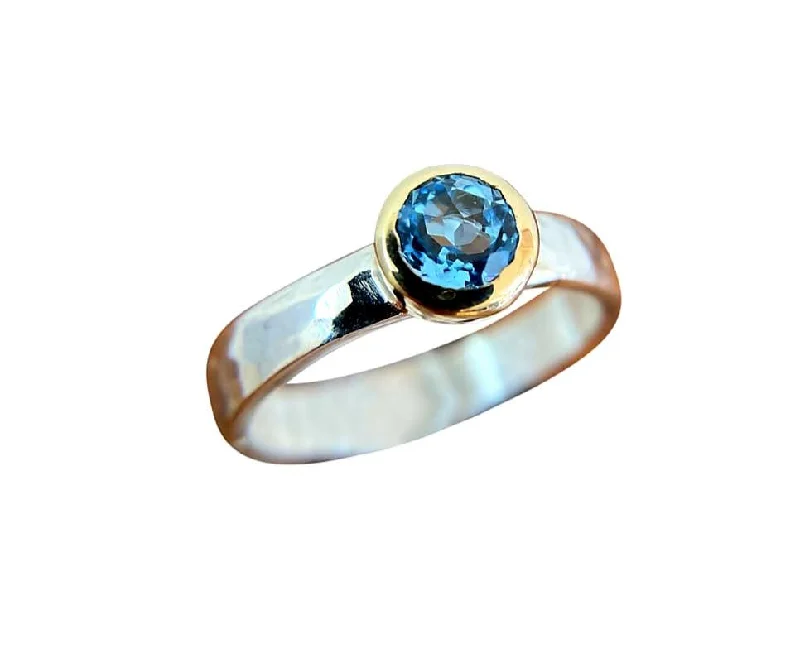 Wide band rings-Yaron Morhaim 9ct Gold & Swiss Blue Topaz Ring