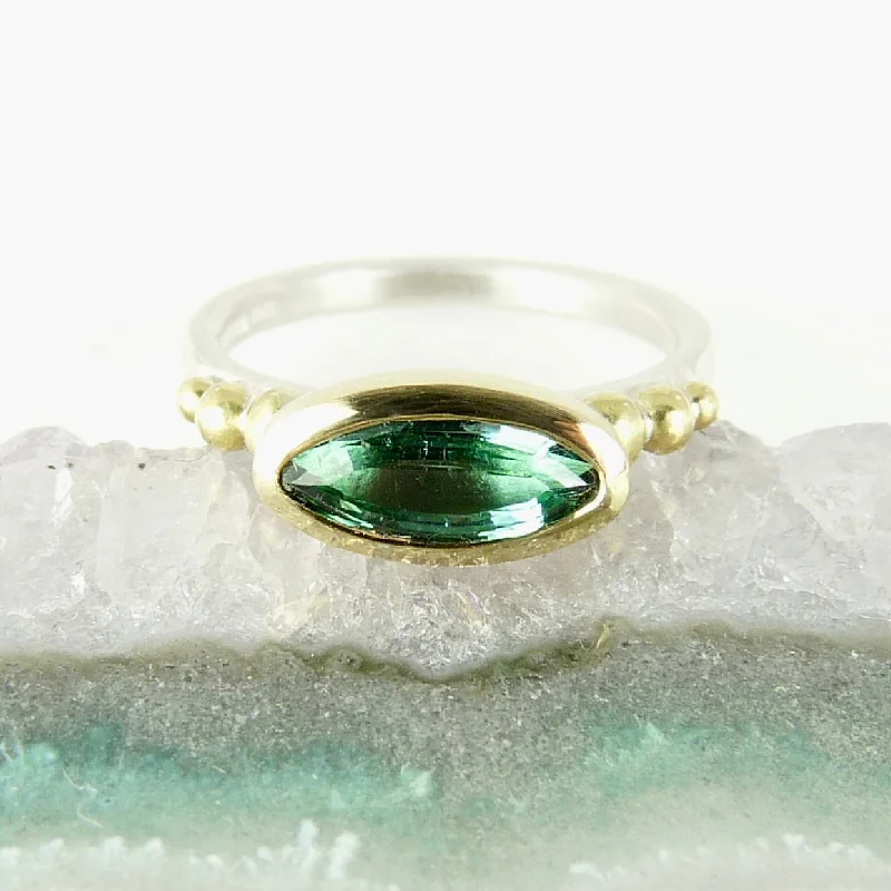 Small star rings-Green Tourmaline Granulation Ring