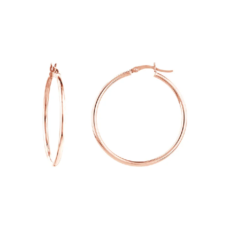 Textured disc earrings-14k Rose Gold Hoop Earrings