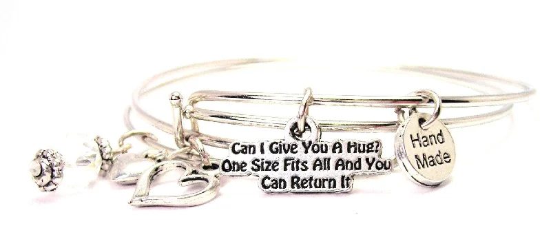 Round gem bangles-Can I Give You A Hug One Size Fits All And You Can Return It Expandable Bangle Bracelet Set