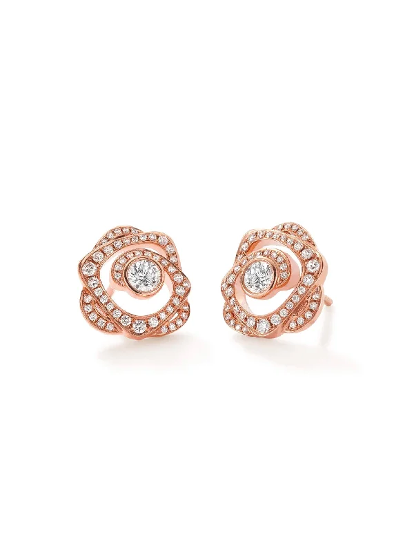 Stellar glow earrings-Maymay Rose Diamond Rose Gold Earrings