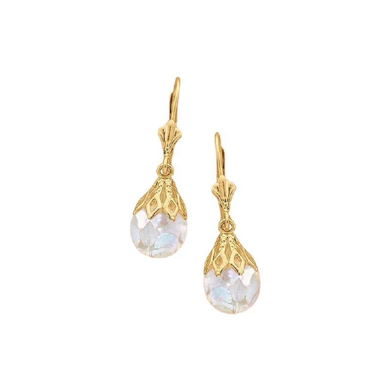 Pink gem earrings-14k Gold "Floating Opal" Drop Earrings