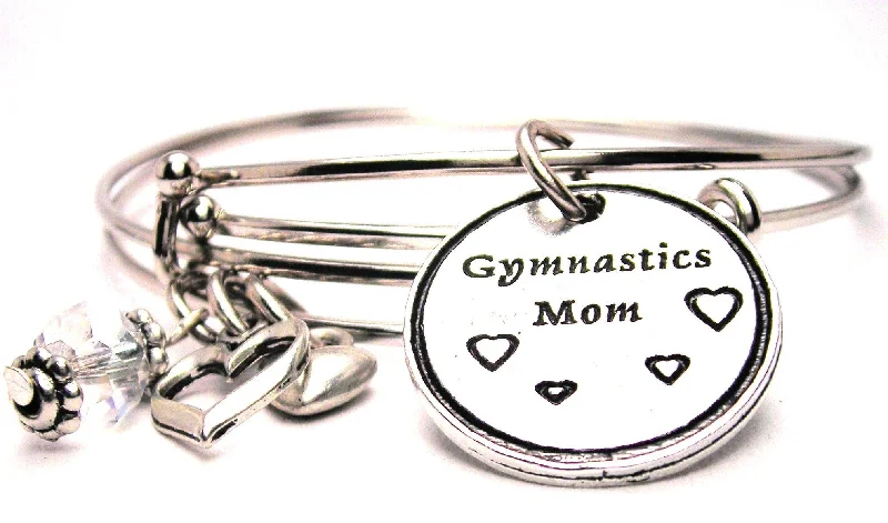 Multi-gem bangles-Gymnastics Mom Circle Expandable Bangle Bracelet Set