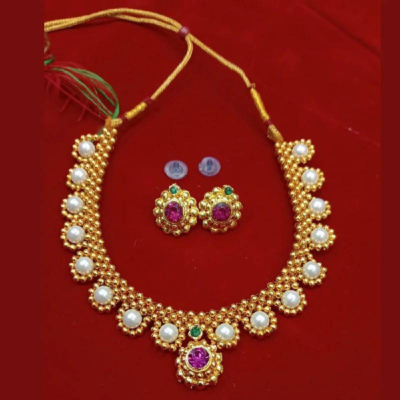 Lapis gem necklaces-Manisha Jewellery Gold Plated Necklace Set