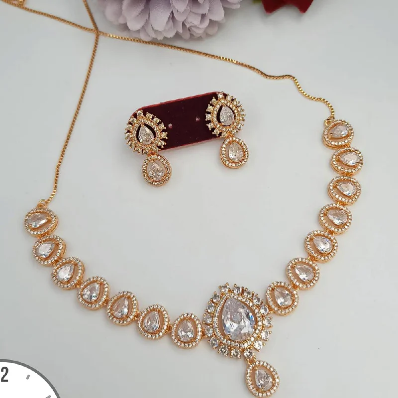 Crystal weave necklaces-Manisha Jewellery Gold Plated AD Stone Necklace Set