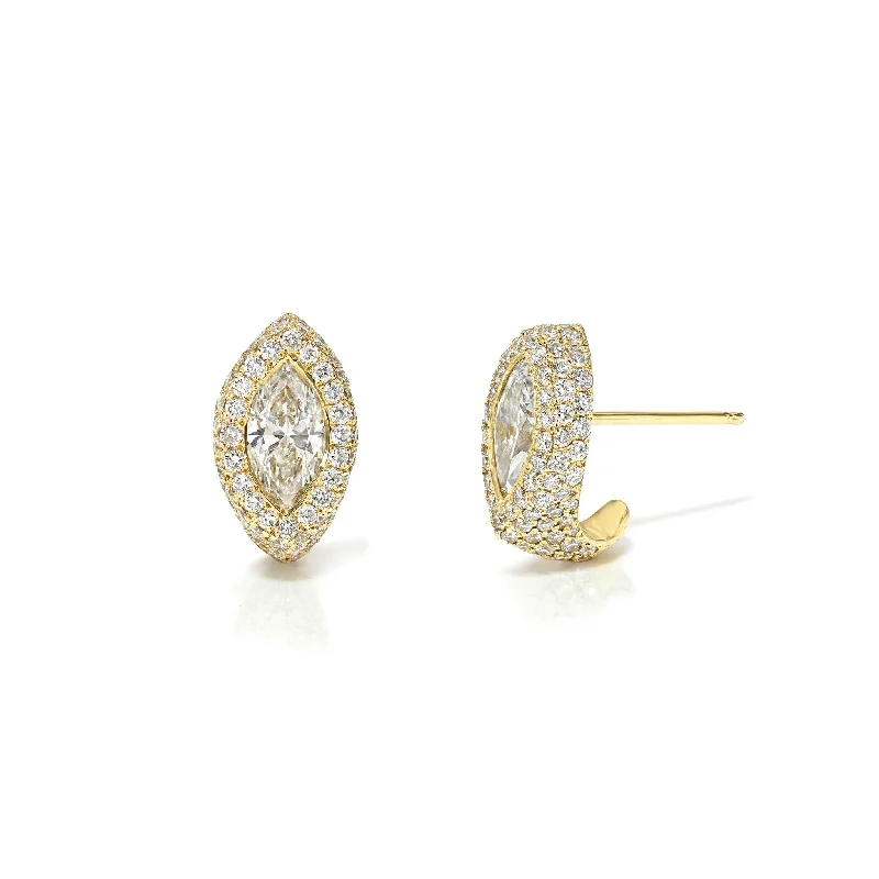 Astro charm earrings-Pavé Marquise Diamond Stuggies