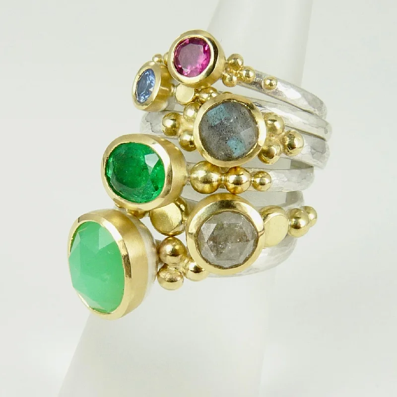 Pink stone rings-Labradorite Granulation Ring