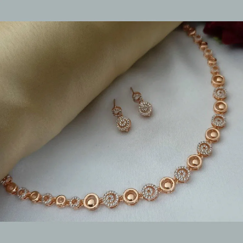 Neat-line necklaces-Manisha Jewellery Rose Gold Plated Necklace Set