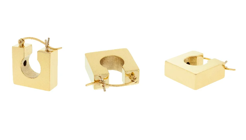 Sleek gem earrings-Square Huggie Earring