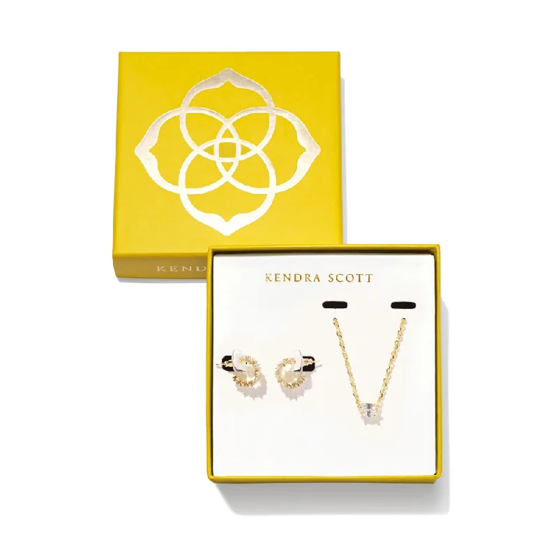 Square gem earrings-Kendra Scott Cailin Crystal Necklace and Earrings Gift Set