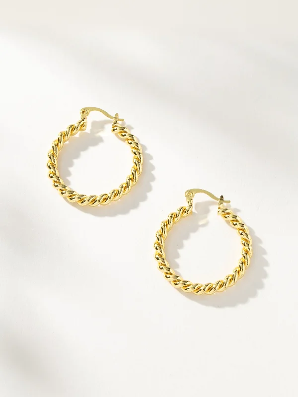 Petal design earrings-Rope Twist Hoop Earrings