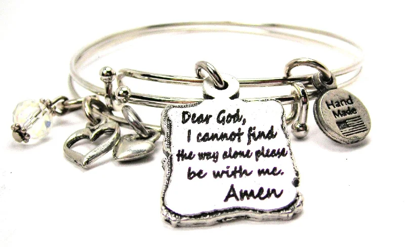 Polished bead bangles-Dear God I Cannot Find The Way Alone Please Be With Me Amen Expandable Bangle Bracelet Set