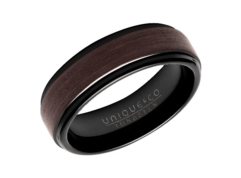 Dainty gold rings-Unique & Co 7mm Black and Brown Tungsten Ring