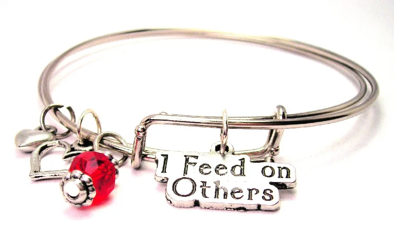 Tiny stack bangles-I Feed On Others Expandable Bangle Bracelet Set