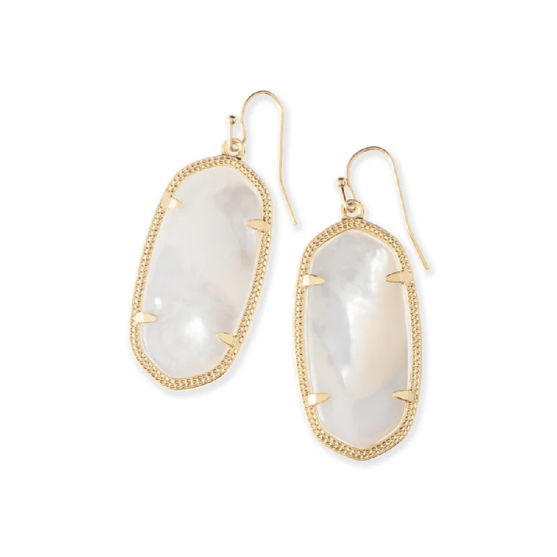 Aquamarine earrings-Kendra Scott Elle Drop Earrings in Ivory Mother-of-Pearl