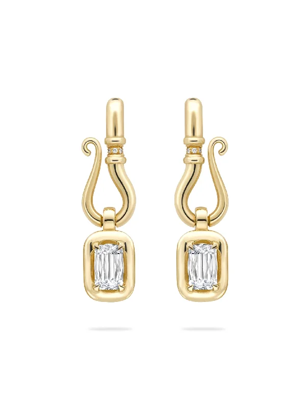 Aquamarine stud earrings-Florentine Ashoka Yellow Gold Diamond Earrings