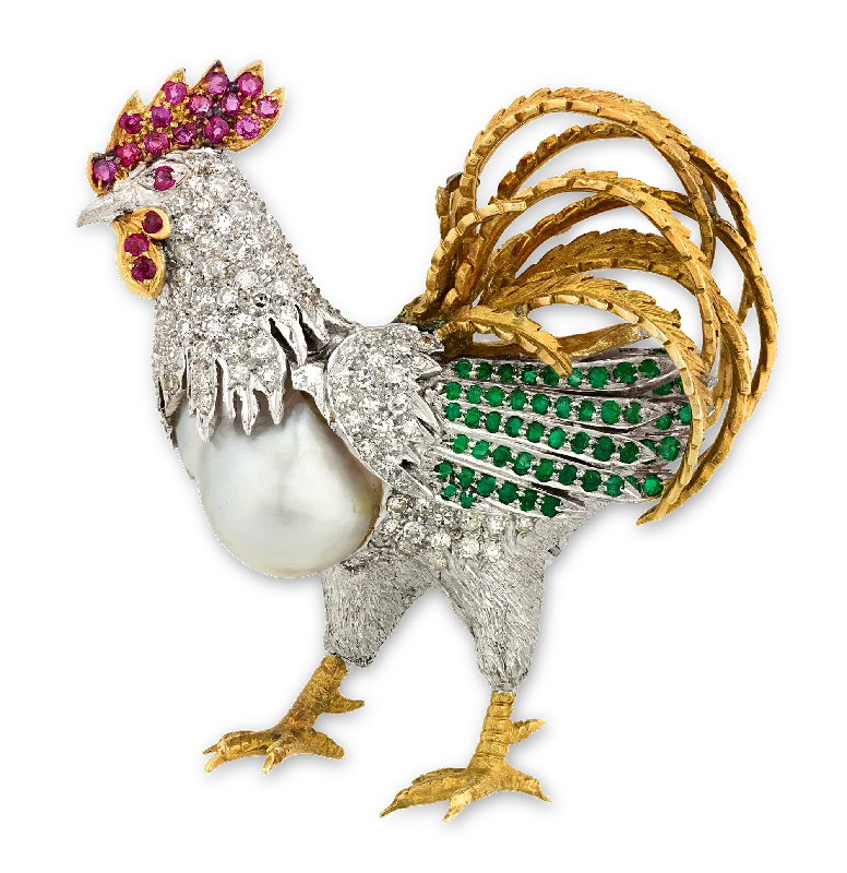 Pink stone brooch-Elizabeth Taylor's Rooster Brooch