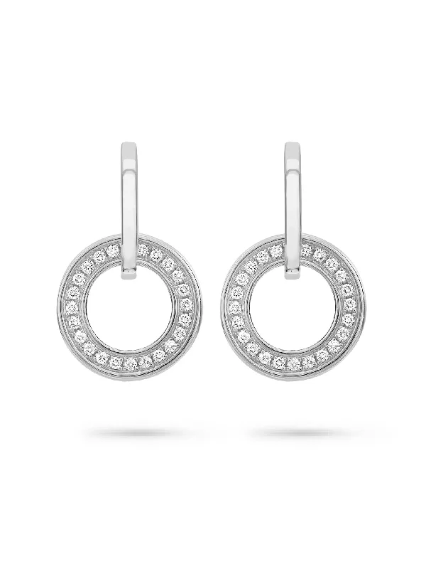 Vintage flair earrings-Roulette Classic White Gold Diamond Earrings